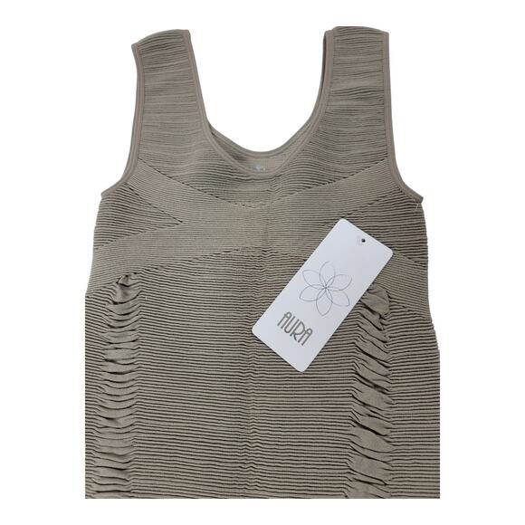 AURA Ruched Bodycon Dress Scoop Neck Wide Strap Sleeveless Sz Large NWT - Picture 4 of 8